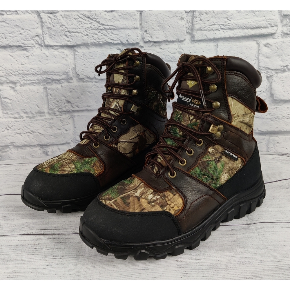 Herman Survivor Thinsulate Ultra Camo and Leather Waterproof Hunting Boots, Sz 9